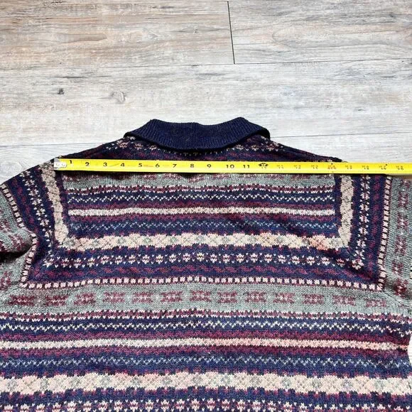 Croft & Barrow Fair Isle Cardigan Eclectic Grandpa Grandma Cottage Navy Button S - Picture 10 of 10